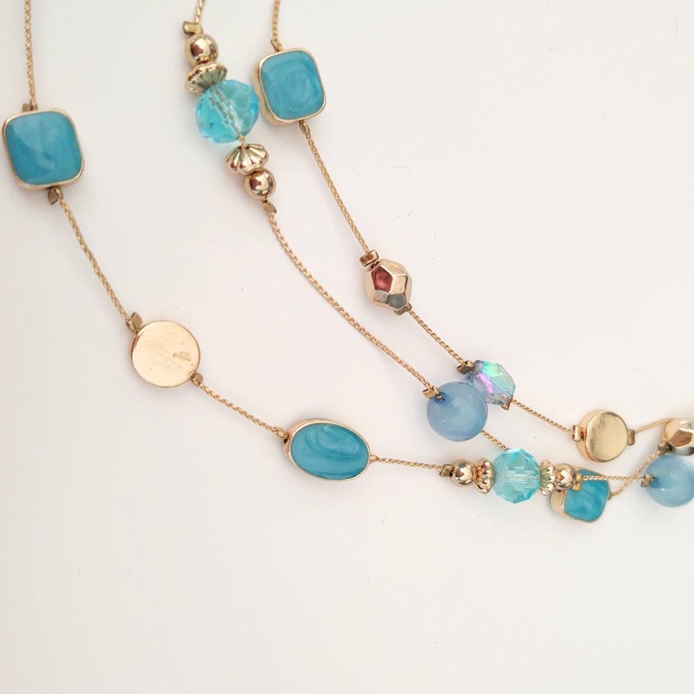 Charming Charlie 3 strand blue and gold necklace - Picture 11 of 12